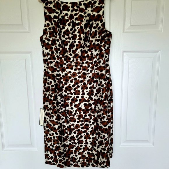 Ann Taylor Business Casual Women's Dress ~ Size 10 ~ Brown, Tan & Animal Print - Picture 2 of 8